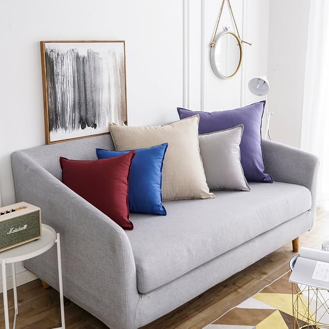Jeanerlor SureGuard Pillowcase Cousion Cover Decor Cotton Linen with Unique Design to Embellish Study Room/House/Office, 20"x20"(50 x 50cm), Light Linen
