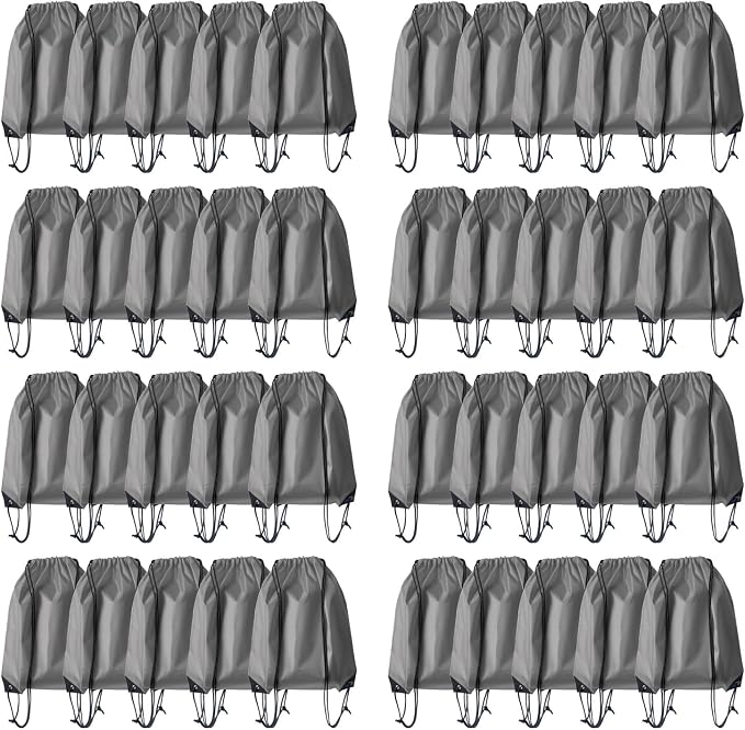 Drawstring Backpack Bulk 40Pcs Draw String Backpack Bags DIY Gym Sports Traveling Yoga Cinch Bag Sackpack Drawstring（grey）