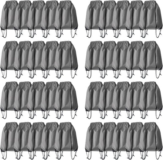 Drawstring Backpack Bulk 40Pcs Draw String Backpack Bags DIY Gym Sports Traveling Yoga Cinch Bag Sackpack Drawstring（grey）