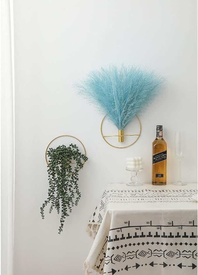 Pretty Jolly Boho Succulent Wall Decor Gold Metal Wall-Mounted Art | Morden Artificial Greenery Display，2 Pack Hanging Planter For Living Room, Bedroom, Bathroom, Dining room