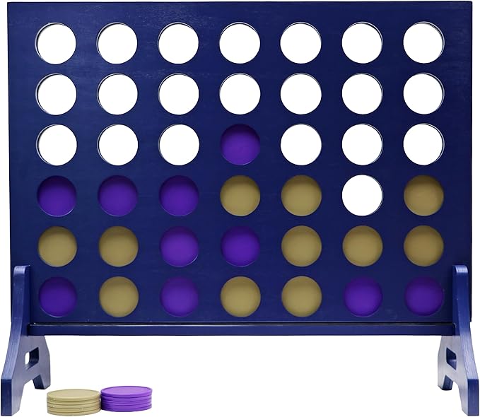 Tailgating Pros Premium Navy Giant Four in a Row with Carrying Case - Jumbo Oversized Outdoor Yard Game - Connect Multiple Pucks in a Row to Win - Many Puck Colors Available!