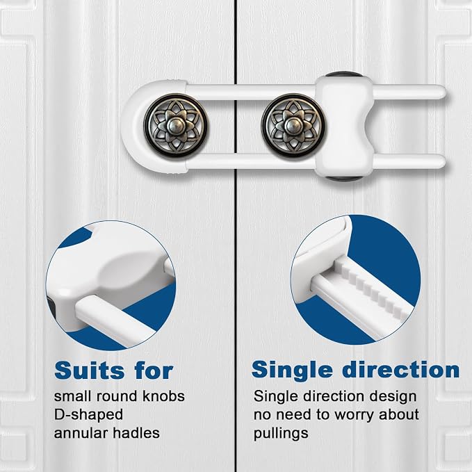 Cabinet Locks for Babies,Child Proof Cabinet Locks,4 Pack U-Shaped Baby Proofing Cabinets,Child Locks for Cabinets and Drawers,Child Safety Cabinet Locks with Adjustable(White)