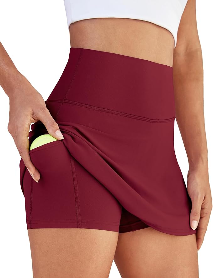 Womens Skort Tennis Skirt with Pocket Shorts | Mini Golf Skirts, High Waisted, Built-in Shorts, Soft Comfortable Fabric, for Summer Casual, Athletic Workout, Pickleball