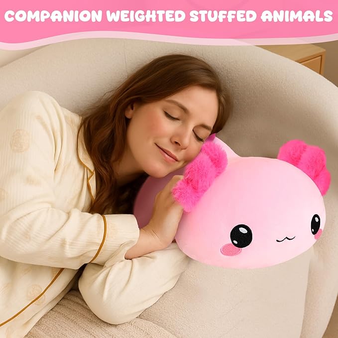 Weighted Stuffed Animals, 3.74 lbs Axoltol Stuffed Animal with Weighted Beads, Cute Plush Toy Pillow Gifts for Adults Kids Boys Girls
