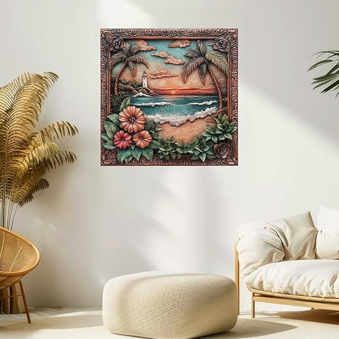 Ixfyloop Wooden Puzzles for Adults 500 Pieces, Lighthouse Wooden Jigsaw Puzzles, Seaside Dusk Adult Puzzles Wooden Toys Home Decor Gift Family Brain Game for Men Women Elders Seniors, 15.9x15.9 inch