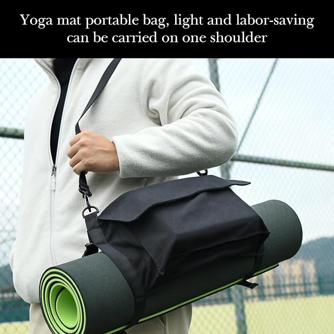 LUEXBOX Yoga Mat Bag with Liner Partition Storage Pockets, Oxford Cloth Yoga Pat Carrier with Large Zipper Pocket, Adjustable Shoulder Strap Yoga Rug Carrying Bag for Women