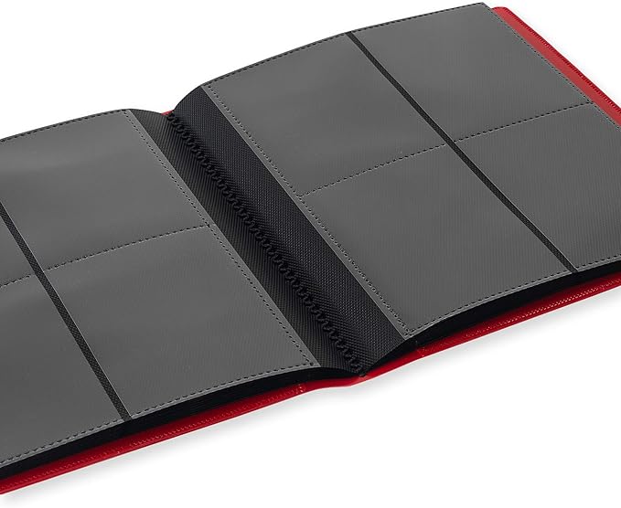 Vault X 4 Pocket Standard Strap Binder, Holds 160 Trading Cards in 20 Side-Loading Pages (Red)