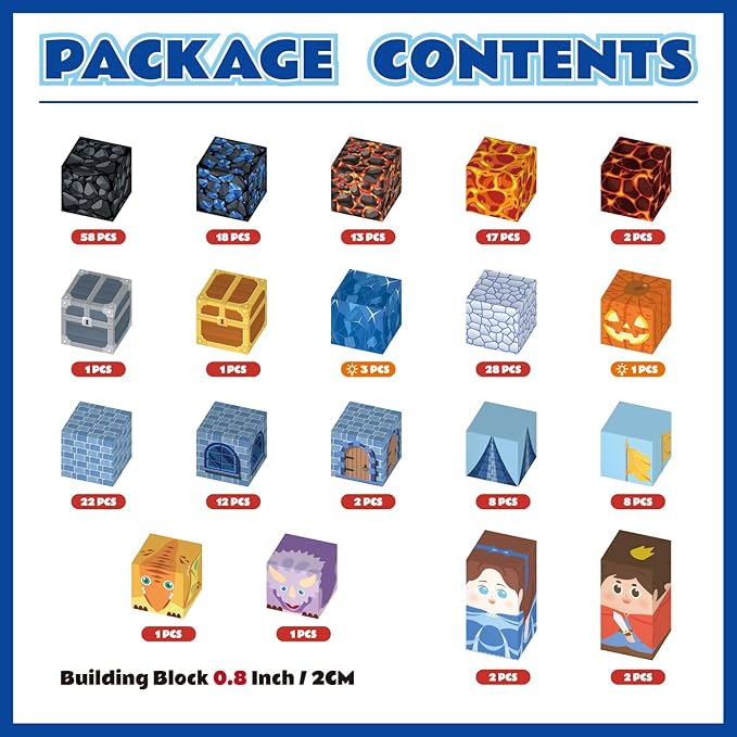 Magnetic Building Cubes for Kids, 200 Pieces, Building Blocks Set, Ages 3+, STEM Educational Toy Set
