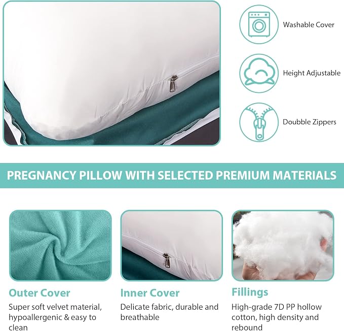 Victostar Pregnancy Pillow,57 inches U Shaped Maternity Pillow with Removable Cover Full Body Pillow Support for Back, HIPS, Legs, Belly
