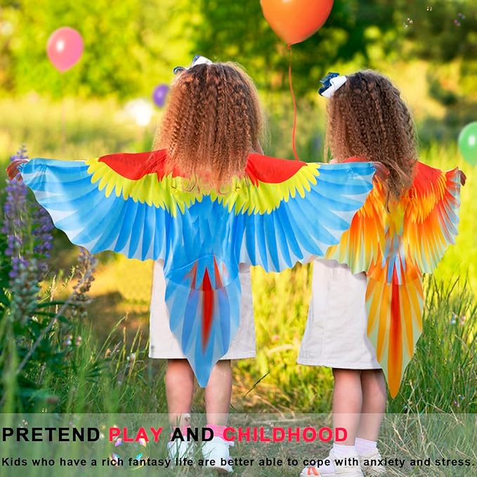 Bird-Costume-Parrot-Wings for Kids with Bird Headbands, Boys Girls Eagle Dress-up Cape Halloween Party Favors Gifts