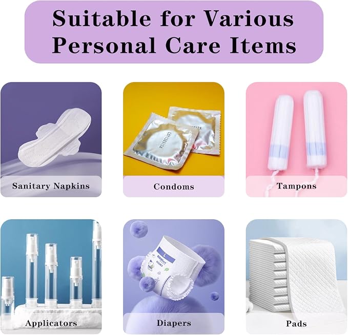 180Pcs Sanitary Napkin Disposal Bags with 2 Dispenser, Pink Purple | Feminine Hygiene Disposal Bags for Privacy Protection, Trash Bag for Women Product Perfumed Sanitary Pads Tampon