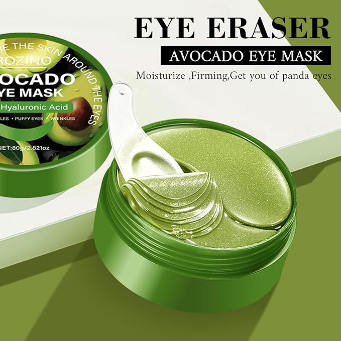 Avocado Under Eye Patches(30 Pairs),Under Eye Mask for Dark Circles, Puffy Eyes,EyeBags and Fine Lines,Made with Aloe Vera, Hyaluronic Acid (Avocado)