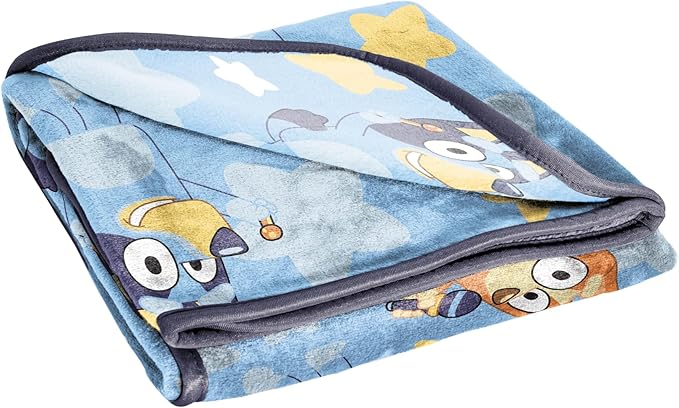 Jay Franco Kids Plush Throw Blanket – Soft & Cozy Fleece Throw for Bedroom & Couch Décor, Official Licensed Product, Blue - Bluey, 40x50 - Travel Blanket