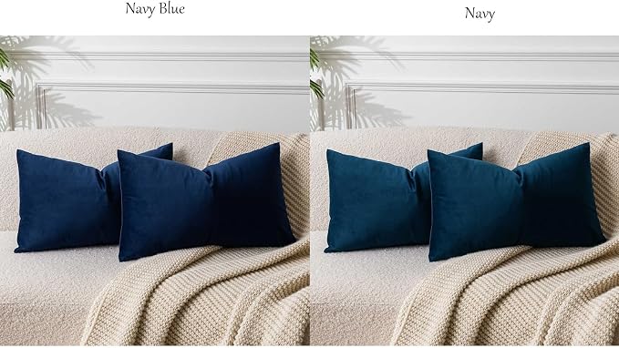 14x24 Pillow Covers Set of 2 Decorative Velvet Throw Pillow Covers,Navy | Luxury Soft Cushion Covers with Invisible Zipper for Couch Sofa Bed Living Room Bedroom Home Decor