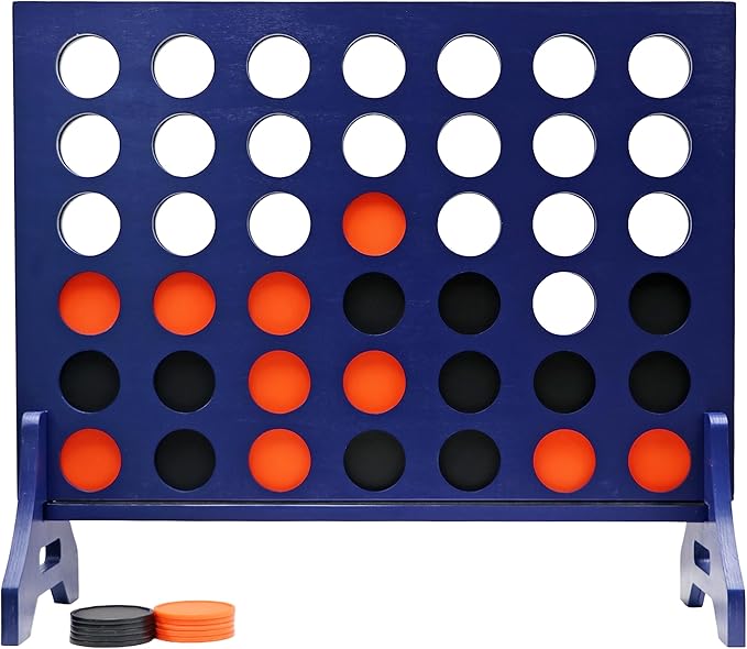 Tailgating Pros Premium Navy Giant Four in a Row with Carrying Case - Jumbo Oversized Outdoor Yard Game - Connect Multiple Pucks in a Row to Win - Many Puck Colors Available!