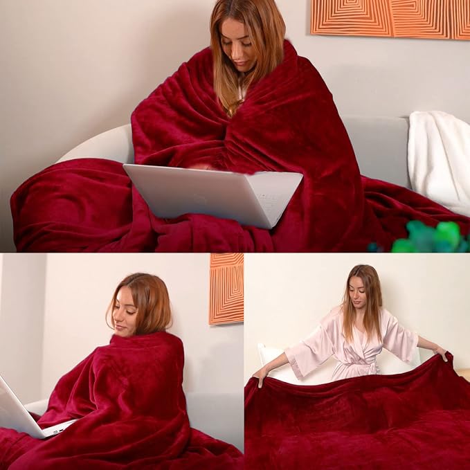 Red Fleece Plush Throw Blanket 108"x90"for Couch Sofa Fuzzy Cozy Flannel | Super Soft Lightweight Microfiber Blanket for Bed Chair bedroom Home Decor All Season,Birthday Gifts for Women Mom Adult