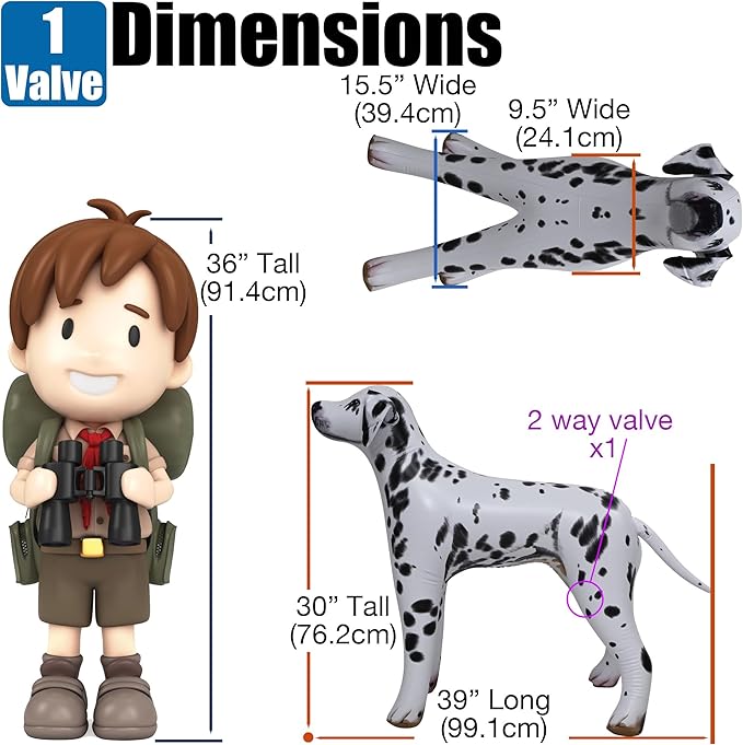 Jet Creations 39 inch Length, 30 inch Height Inflatable Dalmatian Dog, Lifelike Black White Puppy, Firehouse Mascot, Party Decoration, VBS, Photo Prop, Toy Gift for Kids, Adults