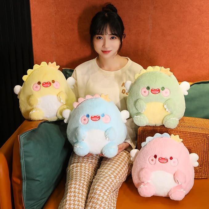 MUPI Cute Dragon Plush Toy Kawaii Stuffed Animals Soft Dinosaur Plush Pillows for Girls Boys Kids Adults, Yellow (11 Inch)