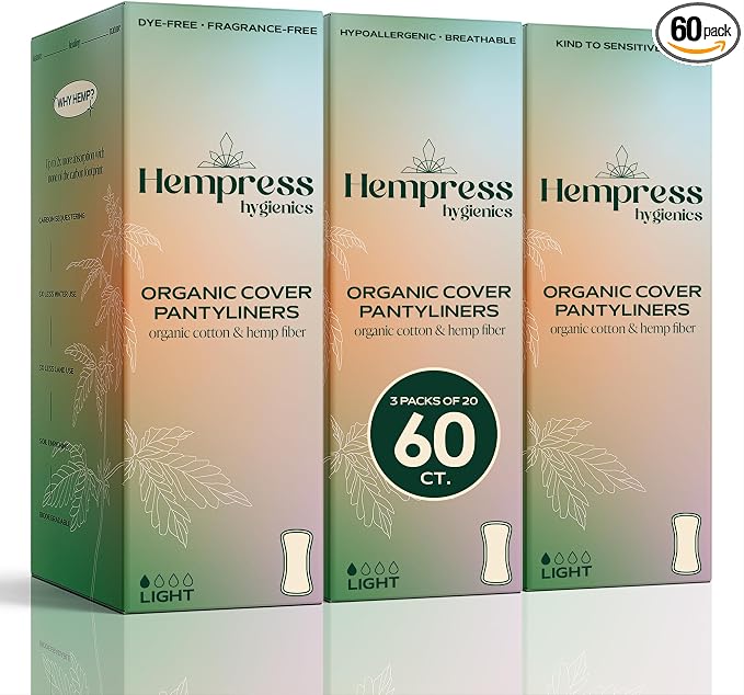 Panty Liners for Women, 60 Count, Feminine Care Organic Pads, Light Absorbency Comfortable Discreet Pantiliners, Cotton Menstrual Sanitary Napkins, Breathable & Fragrance Free