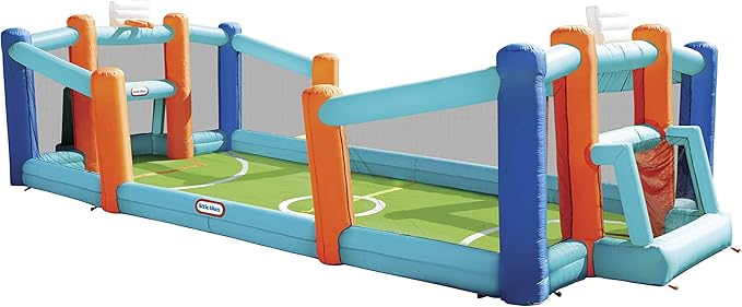 Little Tikes Huge Inflatable Backyard Soccer & Basketball Court for Multiple Kids, Blower with GFCI Plug