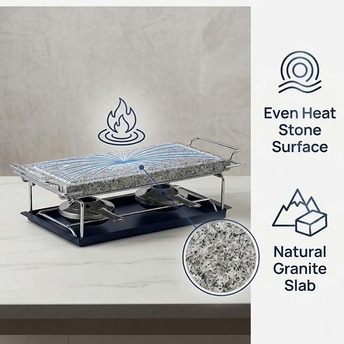 Artestia Hot Stone Steak Cooking Set, Stone Plate with Tray & Rack | Natural hot stone retains heat for even cooking, keeping steak sizzling longer for restaurant-style meals at home or BBQs
