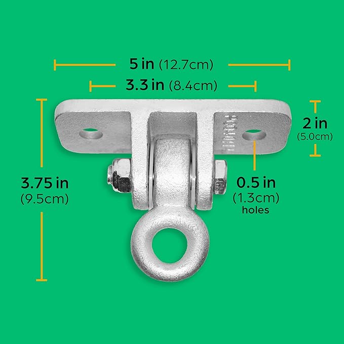 Jungle Gym Kingdom Swing Set Hangers - 2 Heavy Duty Brackets with Locking Snap Hooks for Porch, Patio, Playground - Indoor/Outdoor Hardware & Accessories