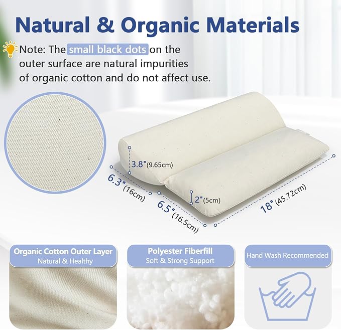 Meditation Cushion for Sitting on Floor, Organic Yoga Bolster Pillows White Meditation Seat Pad, 2-IN-1 Design Ergonomic Sleep Yoga Mat Foldable, Floor Cushion for Adults Back Support Washable