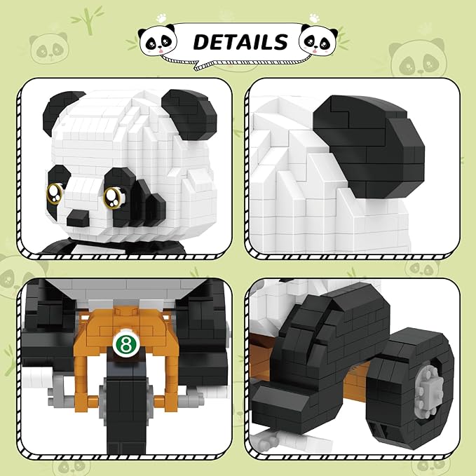 Panda Micro Mini Building Toy Bricks for Adults, 1064 PCS Mini Building Blocks Animals Sets for Goodie Bags, Party Favors for Boys Girls 12+ 14+, Christmas Birthday Gift for Kids, Carnival Prizes