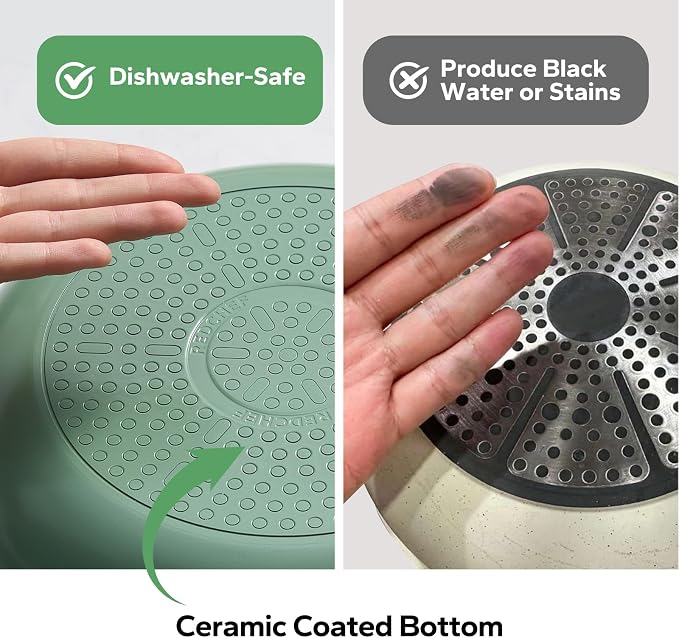 Redchef Nonstick Frying Pan Skillet, Ceramic Non-Stick Saute Pans, 11 inch Cooking Fry Pan with Stay Cool Handle, All Stovetops (Gas, Electric & Induction), Dishwasher/Oven Safe, PFAS-Free (Green)