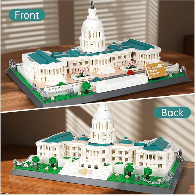 United States Capitol Architecture Model Building Block Sets Famous Landmark Building Brick Toys Gifts for Kid and Adult 1074 Pieces
