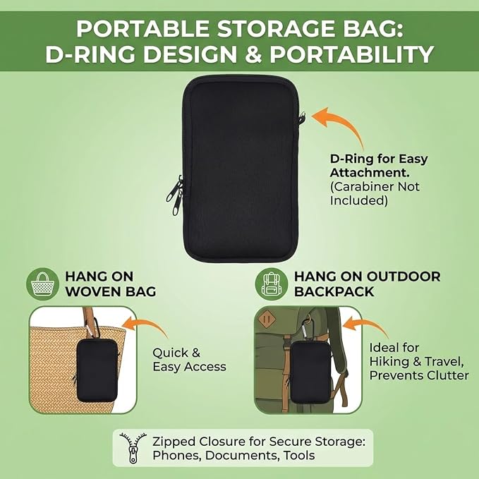 Tampon Holder for Purse Tampon Bag Portable Tampons Bag Organizer Case Tampons Storage Bags with Zipper Travel Feminine Product Organizer for Women Black