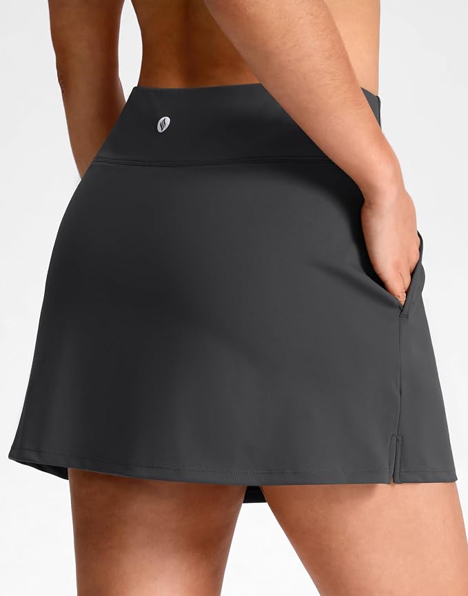 14"/16" Skorts with 3 Pockets | Side Slits, High Waisted, Built-in Shorts, A Line, Casual, Pickleball, Athletic, Golf, Tennis Skirt, for Women