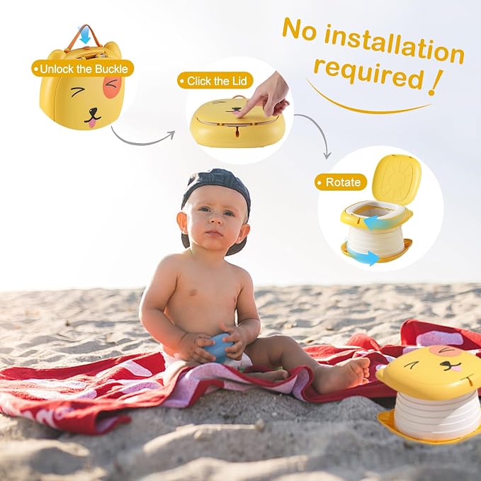Travel Potty for Toddler,Foldable and Portable Toilet for Kids, Apply to Seat Emergency Toilet for Car, Camping, Outdoor, Indoor,Orange