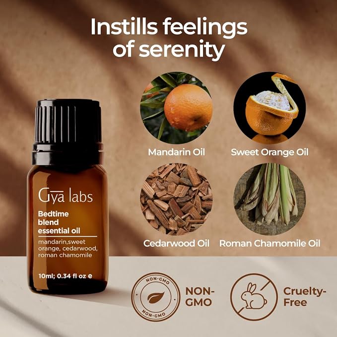 Gya Labs Bedtime Essential Oil for Aromatherapy - 0.34 Fl Oz - Premium Grade Essential Oils for Diffuser, Aromatherapy, Hair Care, Skin Care, Body, Massage & DIY Candle Making Scents