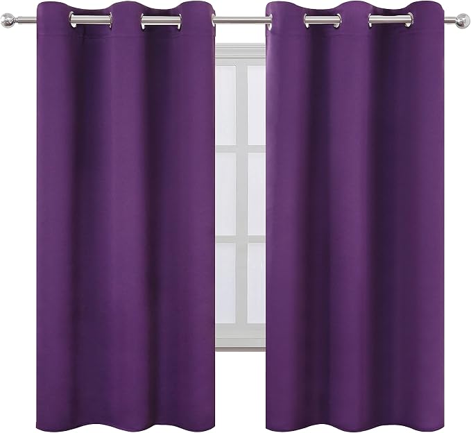 LEMOMO Purple Blackout Curtains/42 x 63 Inch/Set of Two Panels Grommet Bedroom Curtains