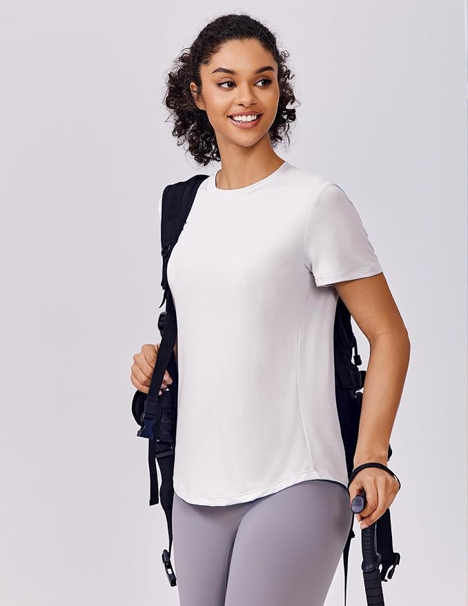PINSPARK Soft Workout Tops for Women UPF 50+ Sun Protection Shirt Quick Dry Athletic Running Hiking Travel Basic Tee Shirts