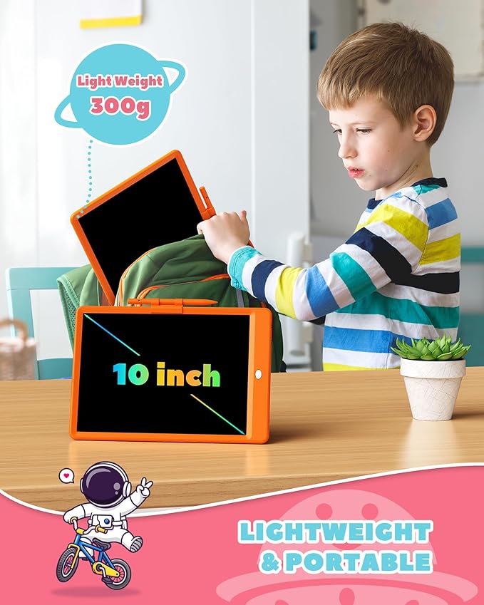 ORSEN LCD Writing Tablet 10 Inch, Colorful Doodle Board Drawing Tablet, Erasable Reusable Writing Pad, Educational for 3-8 Year Old Girls Boys(Orange)