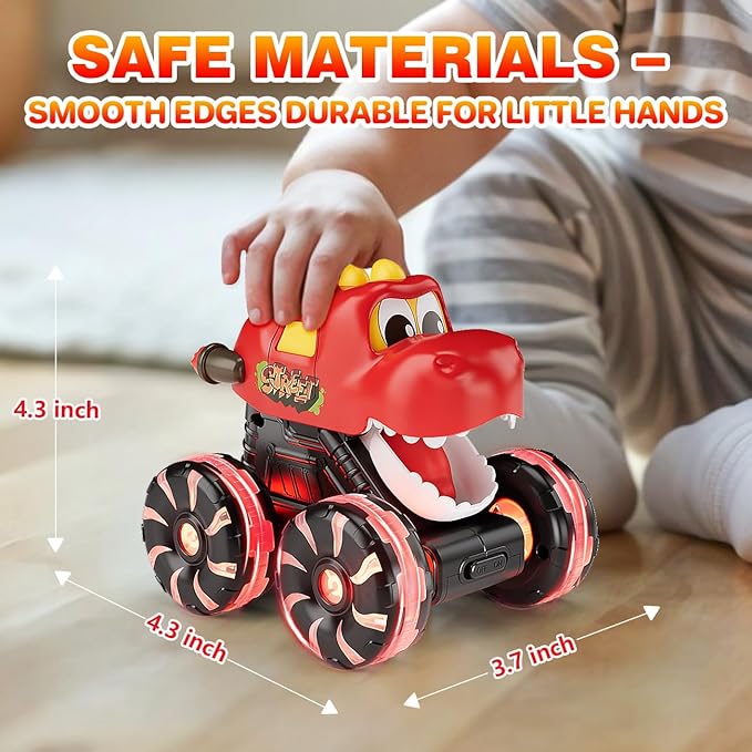 Dinosaur Monster Trucks for Toddlers 2-4:Toy Cars 3 Pack for Toddler Age 1-3,Light-Up Truck with Moving Mouth, Fun Car Toys for 1 Year Old Boy, Dinosaurs Toy for Kids 3-5,5-7, Perfect Boys Girls Gifts