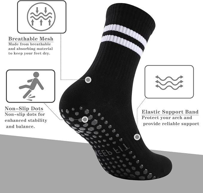 loudashuaiqi Grip Pilates Socks Non Slip Athletic Yoga Socks with Grips for Women Grippy socks for Hospital Workout Barre