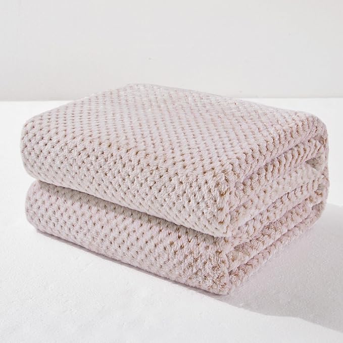 Exclusivo Mezcla Soft Waffle Fleece Bed Blanket King Size, Heather Tan | Lightweight Plush Blanket for Bed, Bedroom, Cozy Flannel with Waffle Texture, Stylish Home Decor, All Season, 104x90 Inches