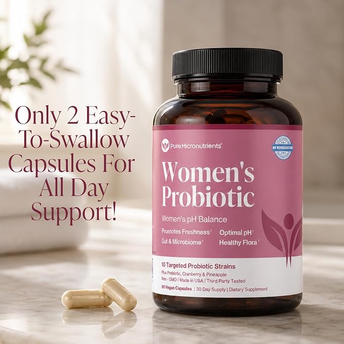 Pure Micronutrients pH Balance Vaginal Probiotics for Women - Odor & Itch Support - Vaginal Health Pills with Cranberry, Lactobacillus & Prebiotics - Feminine Wellness Daily Supplement - 60 Capsules