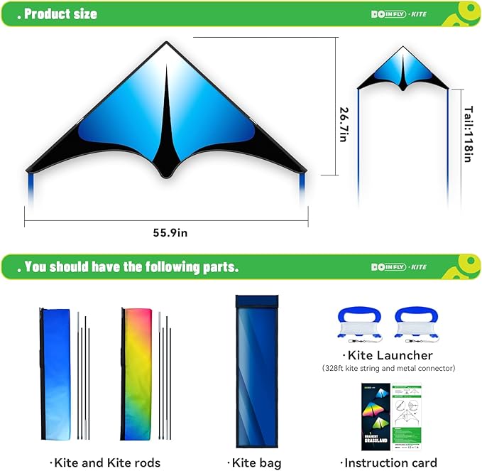 Delta Kite for Kids & Adults, Extremely Easy to Fly Kite, Suitable for Family outings, Outdoor Games and activitie