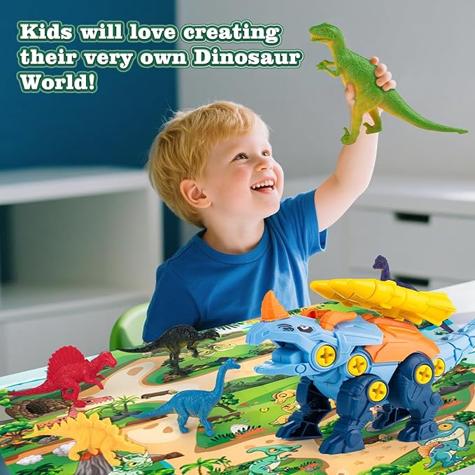 Dinosaur Toys for 3 4 5 6 7 8 Year Old Boys, Take Apart Dinosaur Toys for Kids STEM Educational Construction Building Kids Toy with Detachable, Party Christmas Birthday Easter Gifts Boys Girls