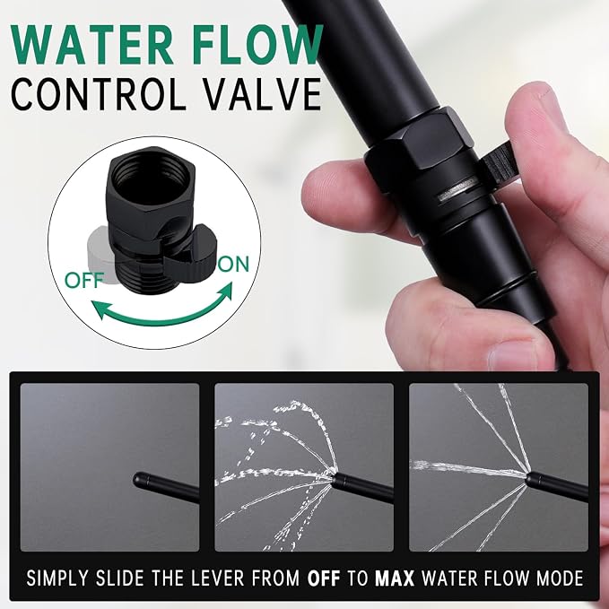 Shower Enema System with 86 Inches Hose, Diverter, Water Control Valve for Men and Women Portable Cleaning, Enema Nozzle Kit Cleaner Attachment (Matte Black)