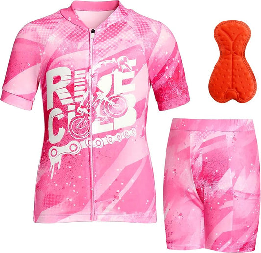 Gogokids Boys Cycling Jersey Set 3D Padded Bike Suit Kids Road Mountain Riding Shorts Bicycle Sportswear for 7-14Y