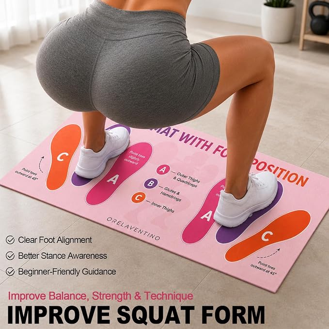 Squat Mat with Foot Position,Non-Slip Workout Mat for Squats & Leg Exercises, Improves Muscle Activation & Knee Support, Home Gym Fitness Mat,30 * 13.8"inch Squat Pad