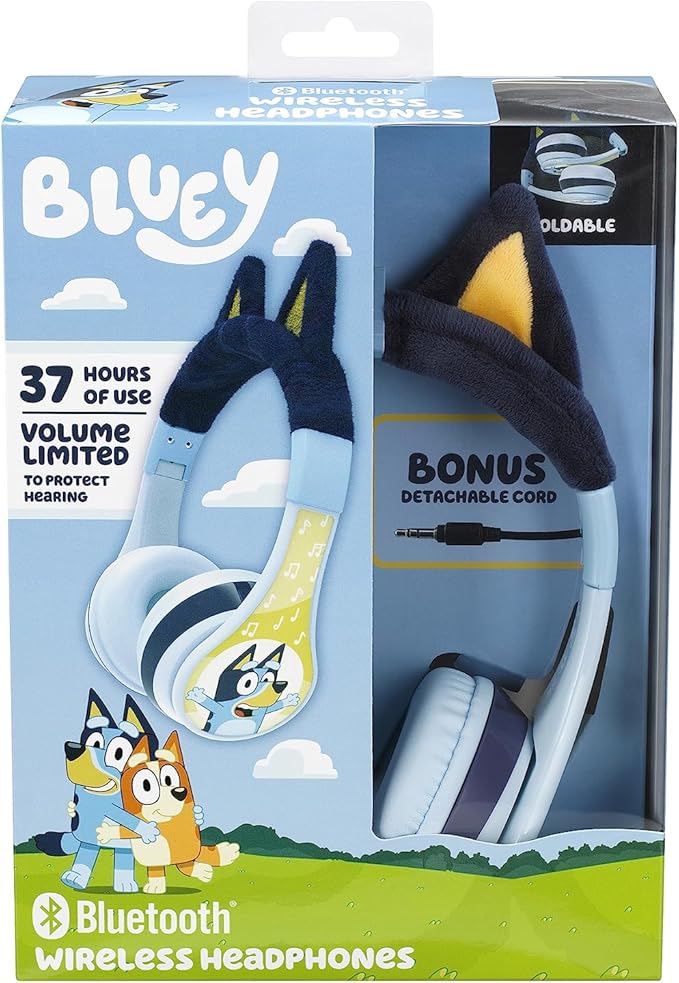 eKids Bluey Bluetooth Headphones for Kids, Wireless Headphones with Microphone Includes Aux Cord, Earphones for School, Home, or Travel