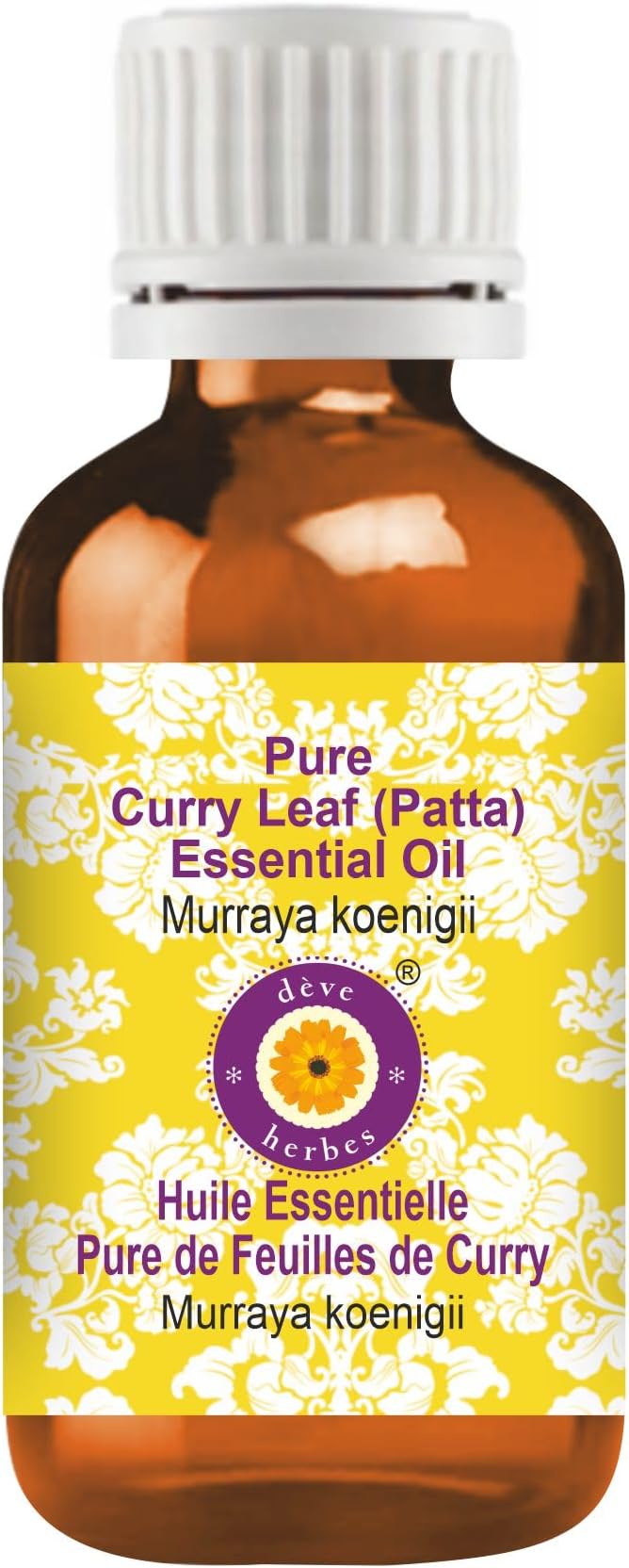 Deve Herbes Pure Curry Leaf (Patta) Essential Oil (Murraya koenigii) Steam Distilled 100ml (3.38 oz)