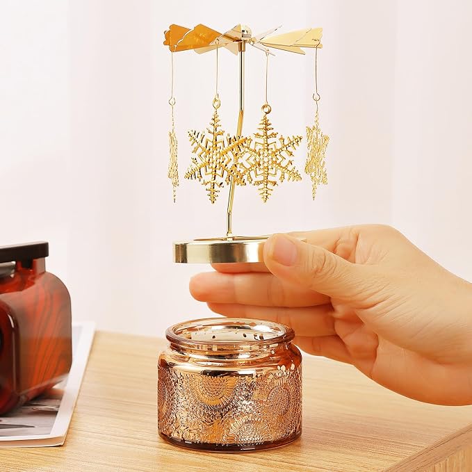 Snowflake Rotating Scented Candle, Gifts for Women Mom Daughter Sister Wife | Birthday Gifts for Women Friendship, Unique Candle Gift for Christmas Anniversary Mothers Day