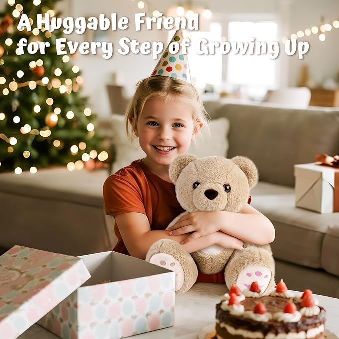 Custom Teddy Bear with Name Embroidery – Personalized Bear Plush Stuffed Animal for Toddlers Kids 1-10, Personalized Birthday for Baby Boys Girls(Brown)